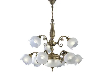 BIANCA 25/6+3+2 - Satin brass chandelier with glass by Possoni Illuminazione - view 2